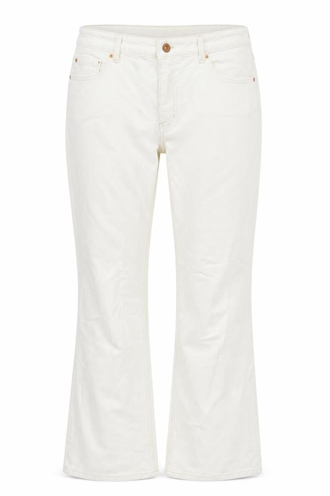 Marks and Spencer Womens Ivory Cotton Blend Flared Jeans Size 18 L28 in Regular Zip