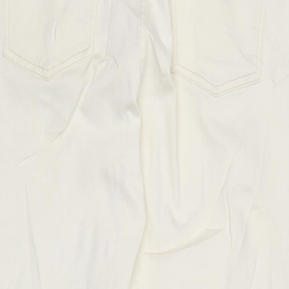 Marks and Spencer Womens Ivory Cotton Blend Flared Jeans Size 18 L28 in Regular Zip