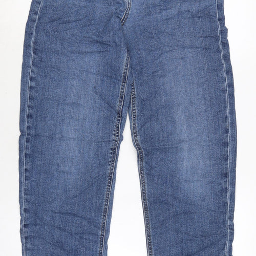 Marks and Spencer Womens Blue Cotton Blend Straight Jeans Size 8 L31 in Regular Zip