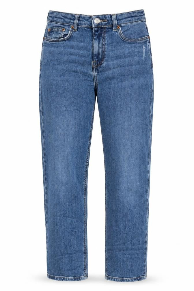 Marks and Spencer Womens Blue Cotton Blend Straight Jeans Size 8 L31 in Regular Zip