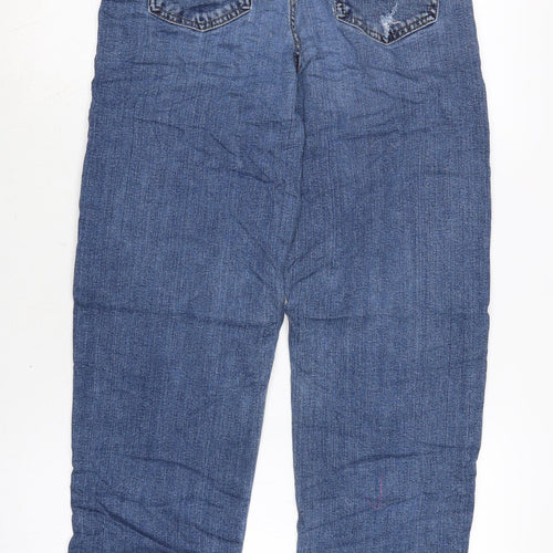 Marks and Spencer Womens Blue Cotton Blend Straight Jeans Size 8 L31 in Regular Zip