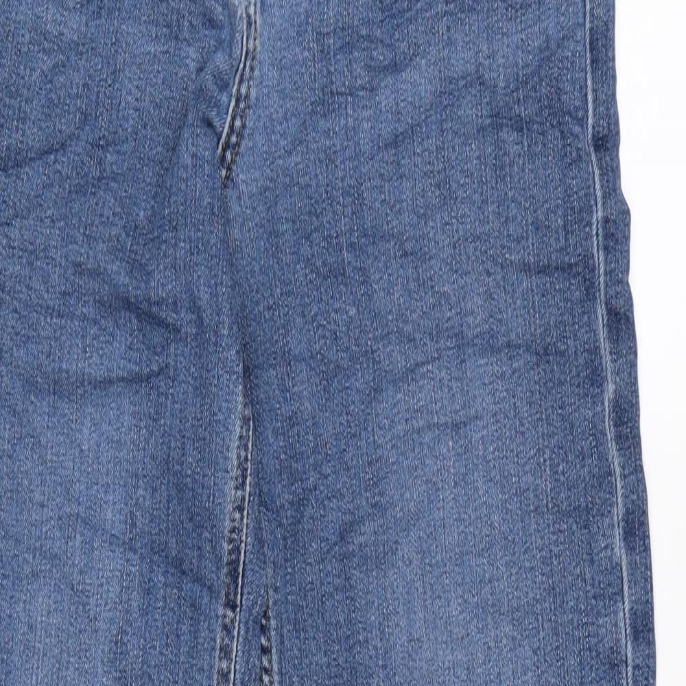 Marks and Spencer Womens Blue Cotton Blend Straight Jeans Size 8 L31 in Regular Zip
