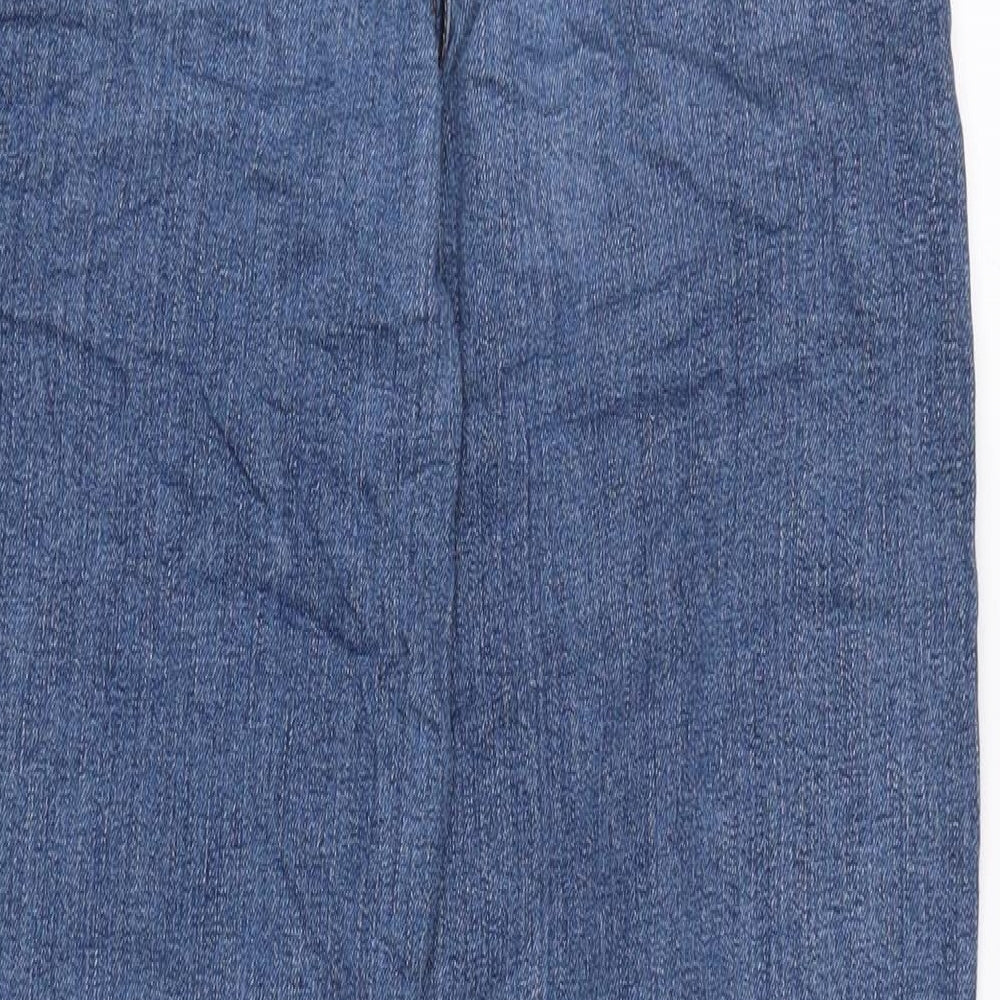 Marks and Spencer Womens Blue Cotton Blend Straight Jeans Size 8 L31 in Regular Zip