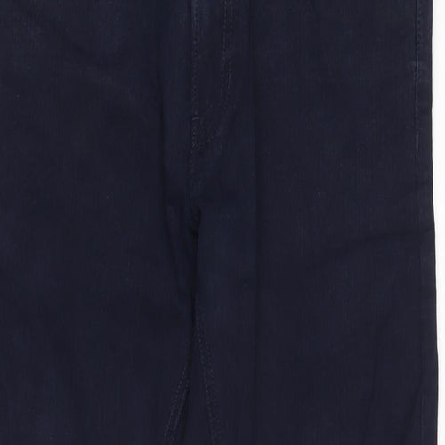 Marks and Spencer Mens Blue Cotton Blend Straight Jeans Size 32 in L28 in Regular Zip