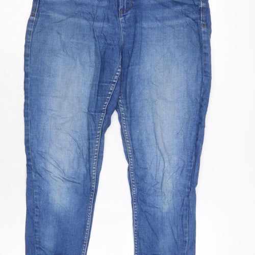 Marks and Spencer Womens Blue Cotton Blend Skinny Jeans Size 12 L27 in Regular Zip