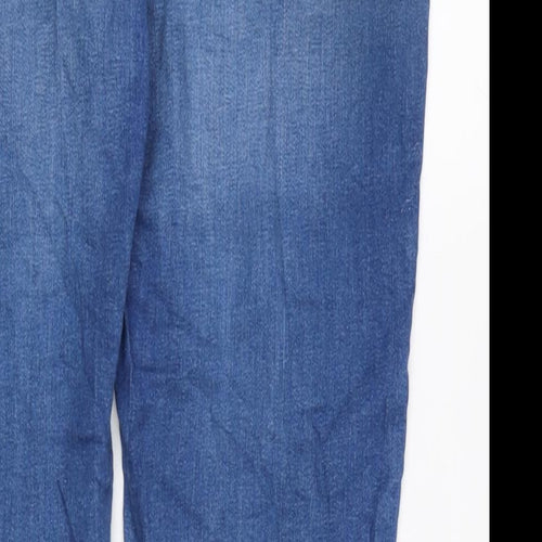 Marks and Spencer Womens Blue Cotton Blend Skinny Jeans Size 12 L27 in Regular Zip