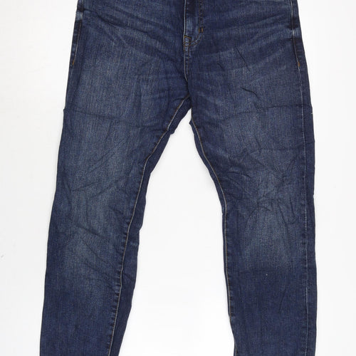 NEXT Mens Blue Cotton Blend Straight Jeans Size 32 in L30 in Regular Zip