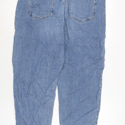 Marks and Spencer Womens Blue Cotton Blend Straight Jeans Size 16 L27 in Regular Zip