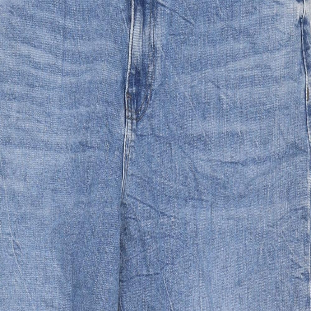 Marks and Spencer Womens Blue Cotton Blend Straight Jeans Size 16 L27 in Regular Zip