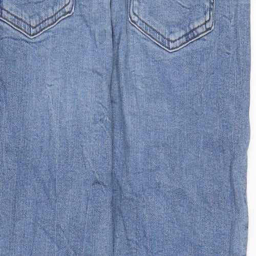 Marks and Spencer Womens Blue Cotton Blend Straight Jeans Size 16 L27 in Regular Zip