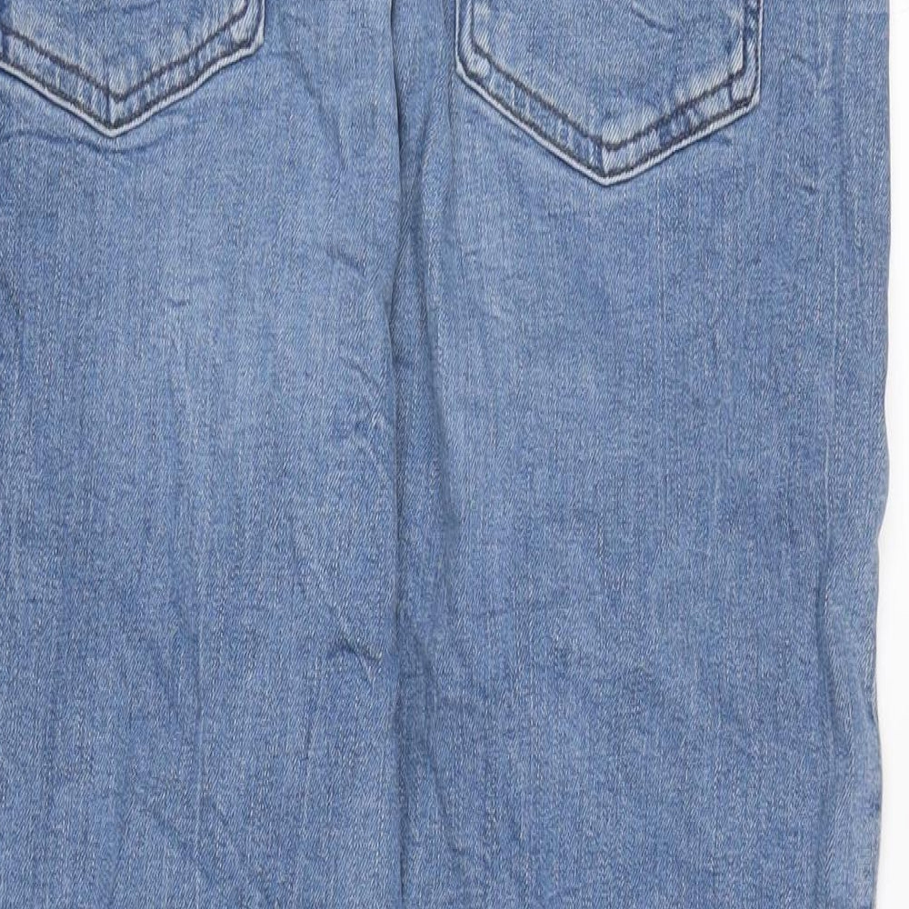 Marks and Spencer Womens Blue Cotton Blend Straight Jeans Size 16 L27 in Regular Zip