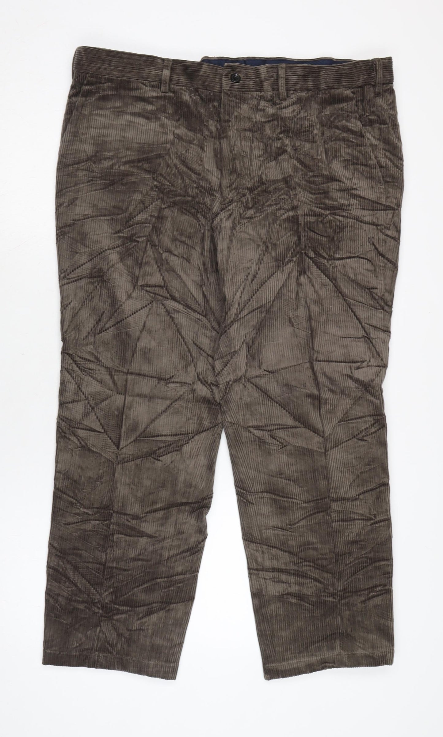 Marks and Spencer Mens Brown Cotton Sweatpants Trousers Size 40 in L29 in Regular Zip
