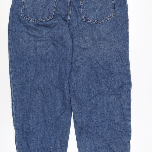 Marks and Spencer Womens Blue Cotton Blend Straight Jeans Size 12 L27 in Regular Zip