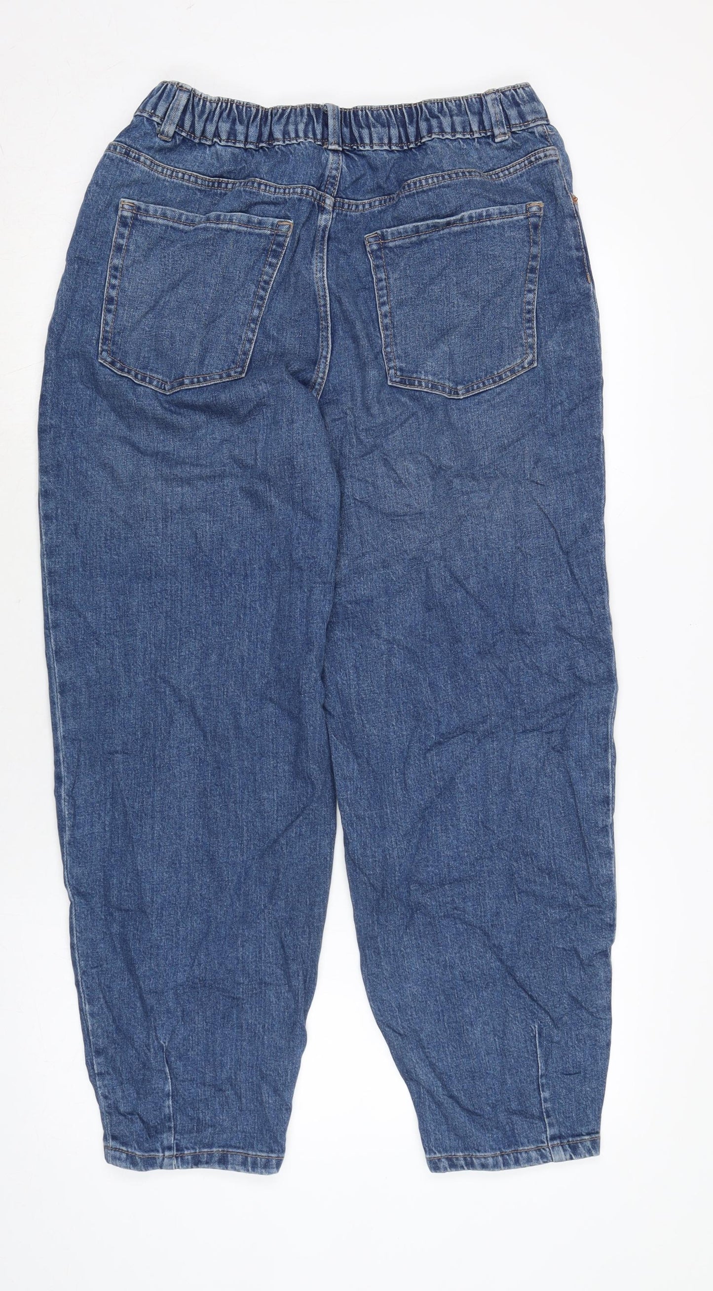 Marks and Spencer Womens Blue Cotton Blend Straight Jeans Size 12 L27 in Regular Zip