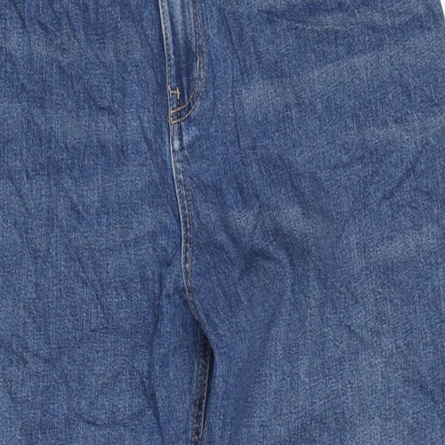 Marks and Spencer Womens Blue Cotton Blend Straight Jeans Size 12 L27 in Regular Zip