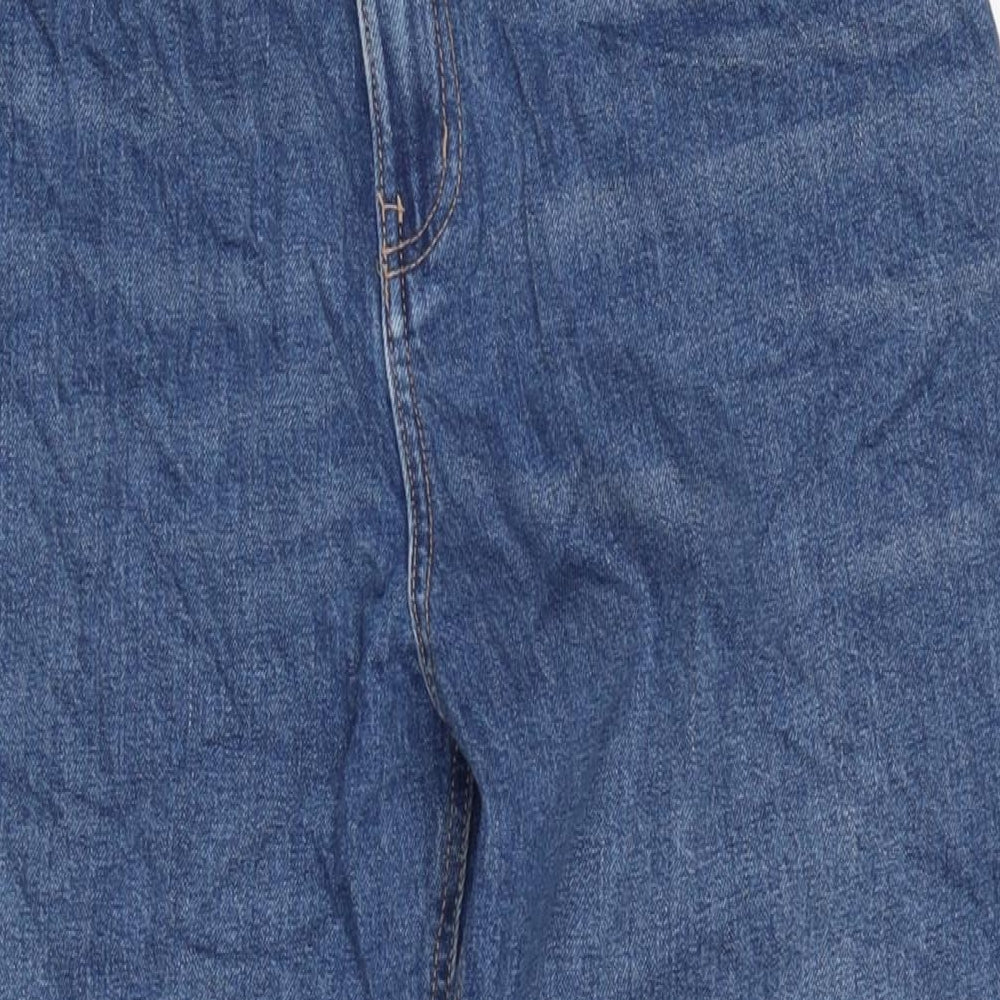 Marks and Spencer Womens Blue Cotton Blend Straight Jeans Size 12 L27 in Regular Zip