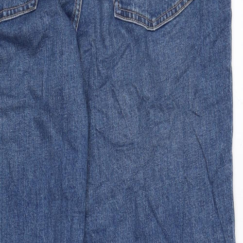 Marks and Spencer Womens Blue Cotton Blend Straight Jeans Size 12 L27 in Regular Zip
