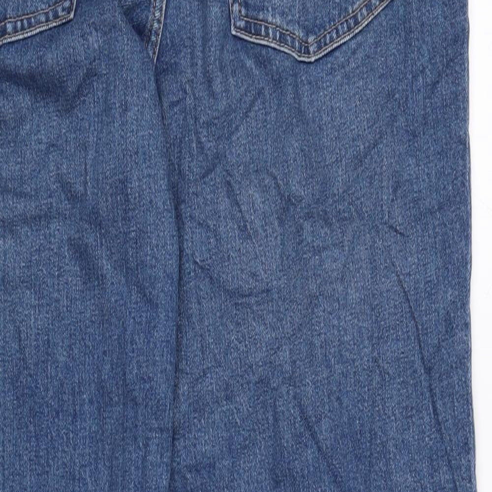 Marks and Spencer Womens Blue Cotton Blend Straight Jeans Size 12 L27 in Regular Zip