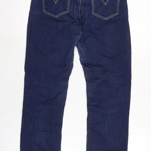 Levis Womens Blue Cotton Blend Straight Jeans Size 10 L28 in Regular Zip
