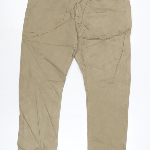 Marks and Spencer Womens Brown Cotton Blend Straight Jeans Size 32 in L29 in Slim Zip