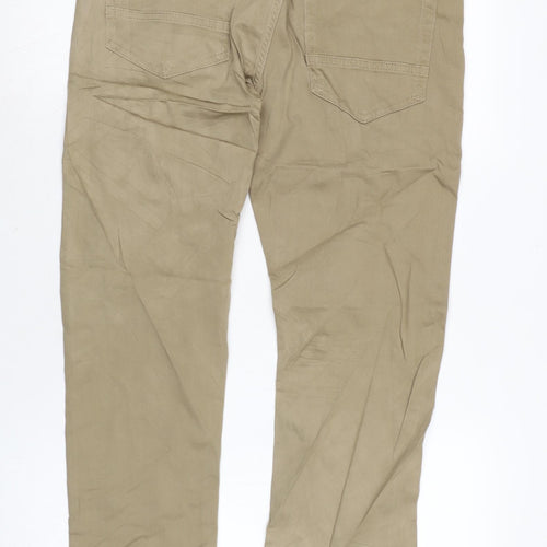 Marks and Spencer Womens Brown Cotton Blend Straight Jeans Size 32 in L29 in Slim Zip