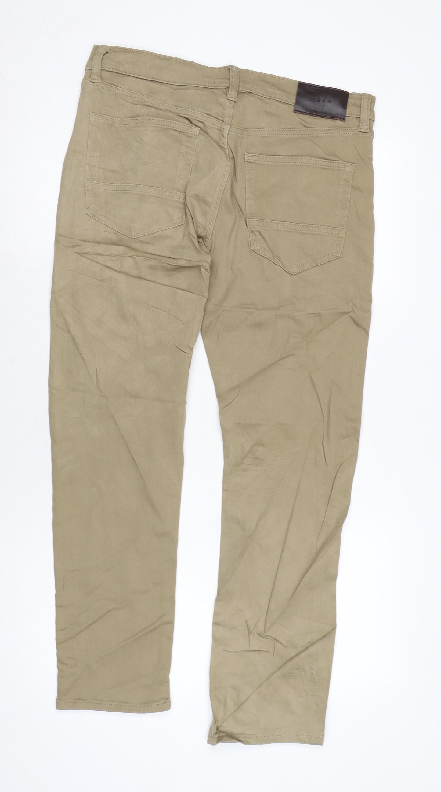 Marks and Spencer Womens Brown Cotton Blend Straight Jeans Size 32 in L29 in Slim Zip