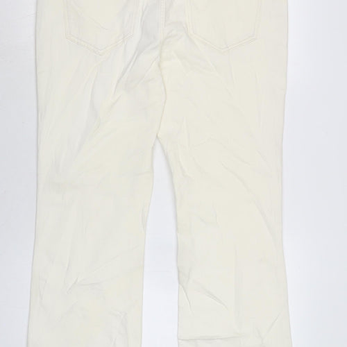 Marks and Spencer Womens Ivory Cotton Blend Bootcut Jeans Size 18 L28 in Regular Zip