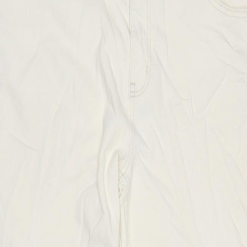 Marks and Spencer Womens Ivory Cotton Blend Bootcut Jeans Size 18 L28 in Regular Zip
