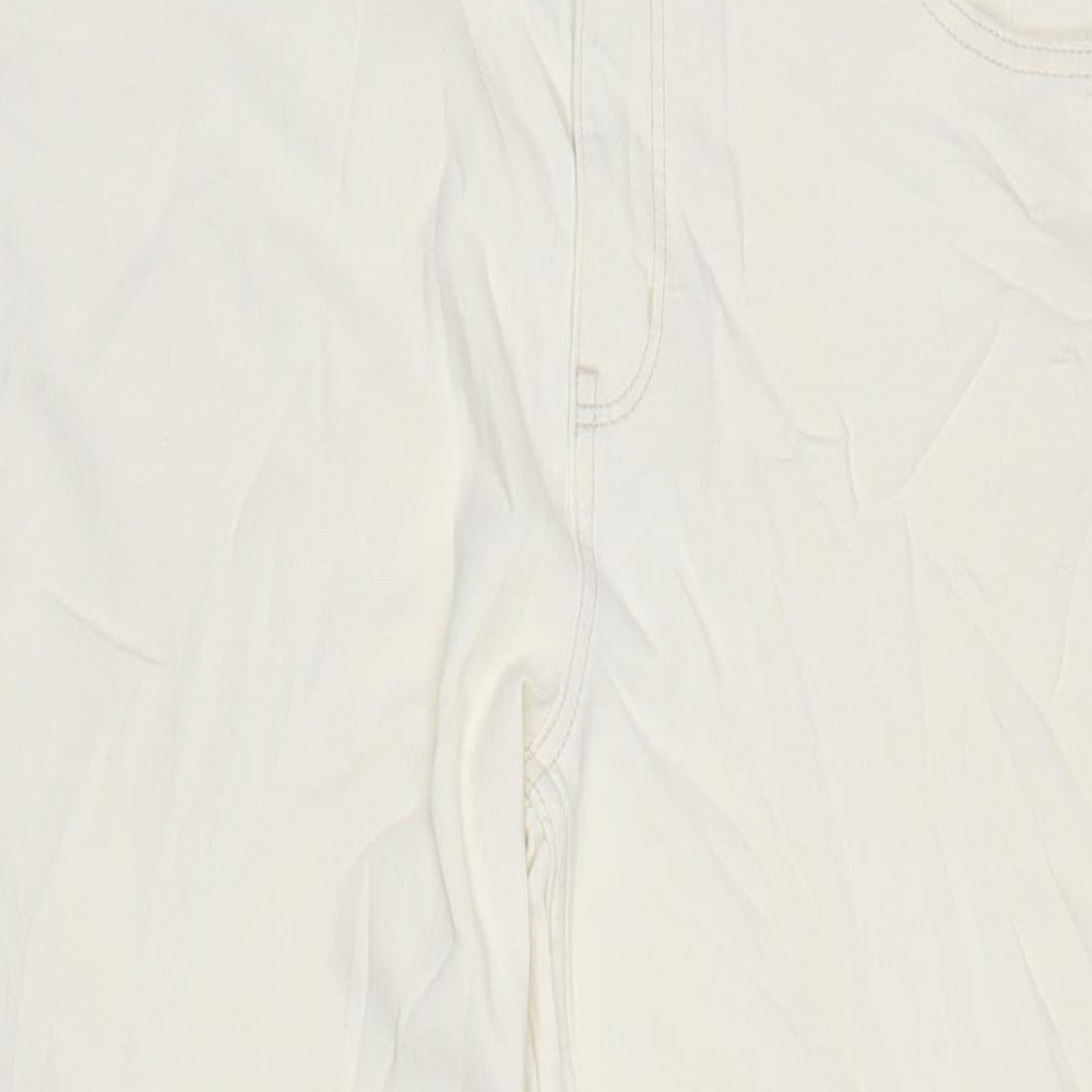 Marks and Spencer Womens Ivory Cotton Blend Bootcut Jeans Size 18 L28 in Regular Zip