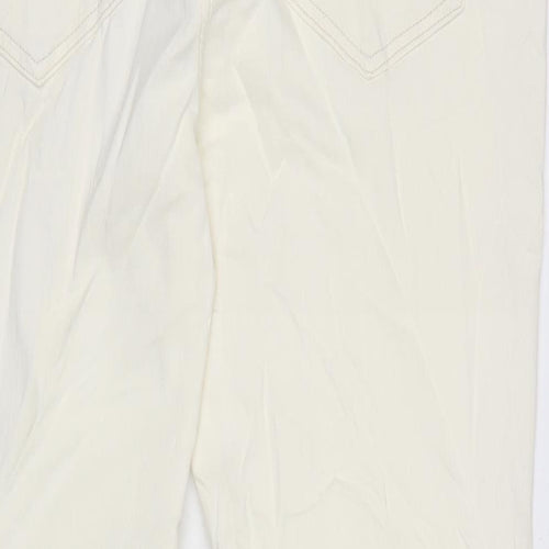 Marks and Spencer Womens Ivory Cotton Blend Bootcut Jeans Size 18 L28 in Regular Zip