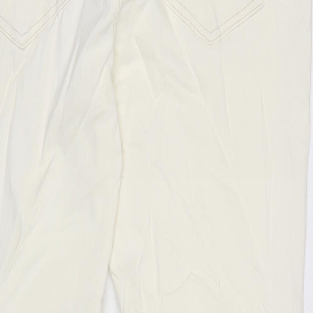 Marks and Spencer Womens Ivory Cotton Blend Bootcut Jeans Size 18 L28 in Regular Zip