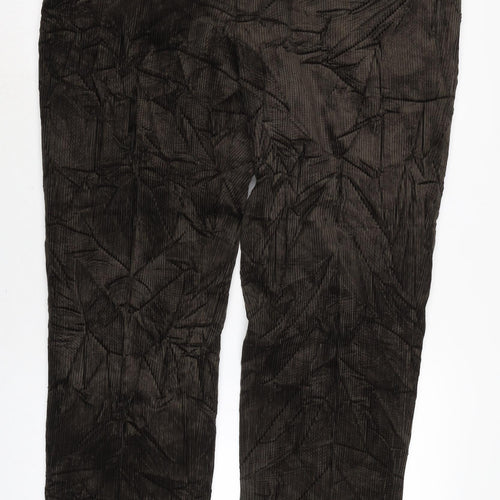 Marks and Spencer Mens Brown Cotton Trousers Size 42 in L31 in Regular Zip