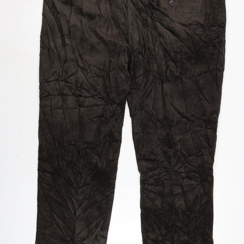 Marks and Spencer Mens Brown Cotton Trousers Size 42 in L31 in Regular Zip