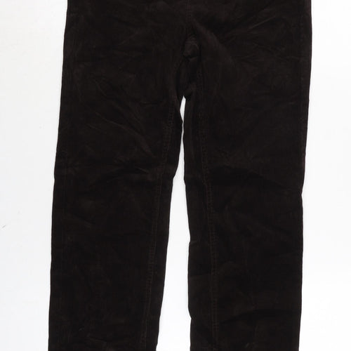 Marks and Spencer Womens Brown Cotton Trousers Size 8 L29 in Regular Zip