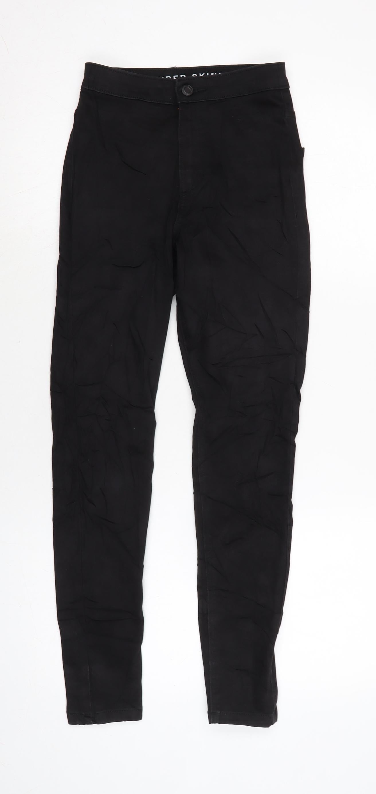 Marks and Spencer Womens Black Cotton Blend Skinny Jeans Size 6 L25.5 in Regular Zip