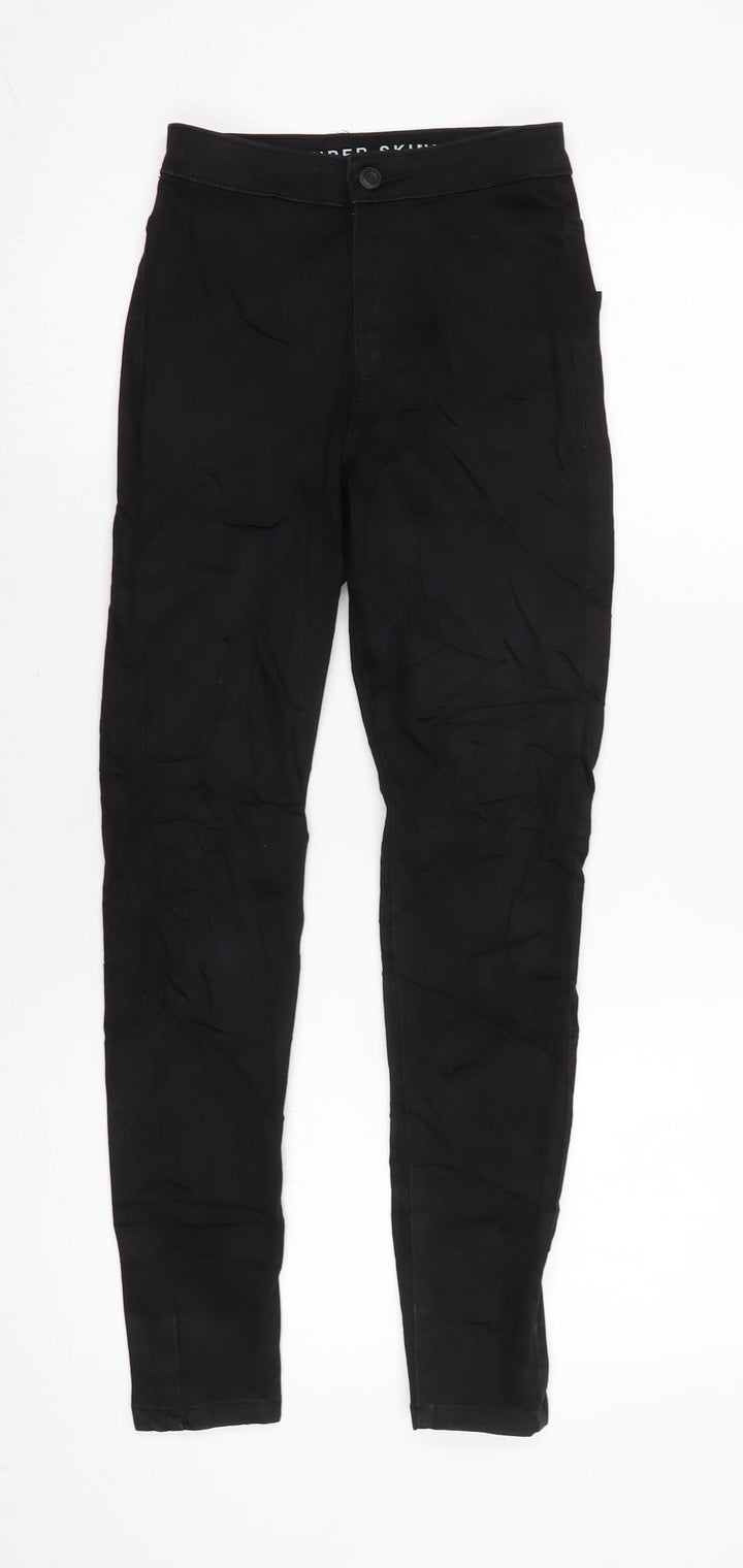 Marks and Spencer Womens Black Cotton Blend Skinny Jeans Size 6 L25.5 in Regular Zip