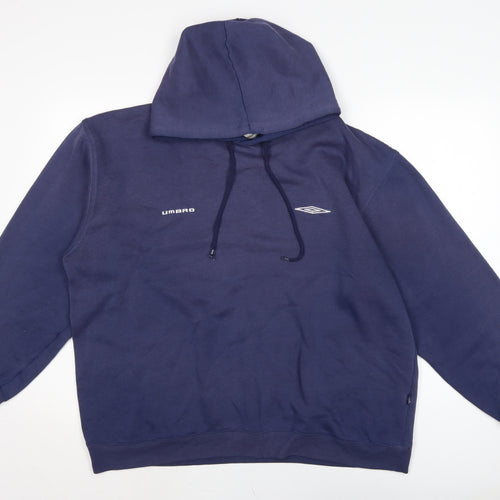 Umbro Mens Blue Cotton Pullover Hoodie Size L