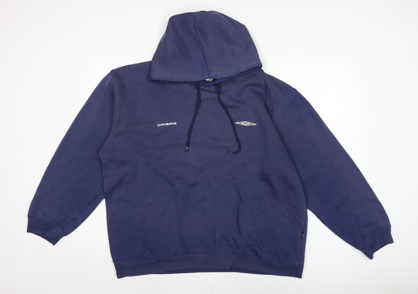 Umbro Mens Blue Cotton Pullover Hoodie Size L
