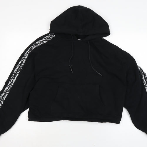 Fluid Womens Black Cotton Pullover Hoodie Size 14
