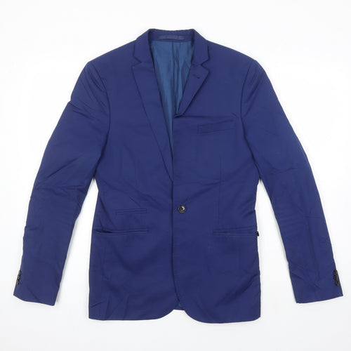 M&S Mens Blue Polyester Jacket Suit Jacket Size 38 Regular