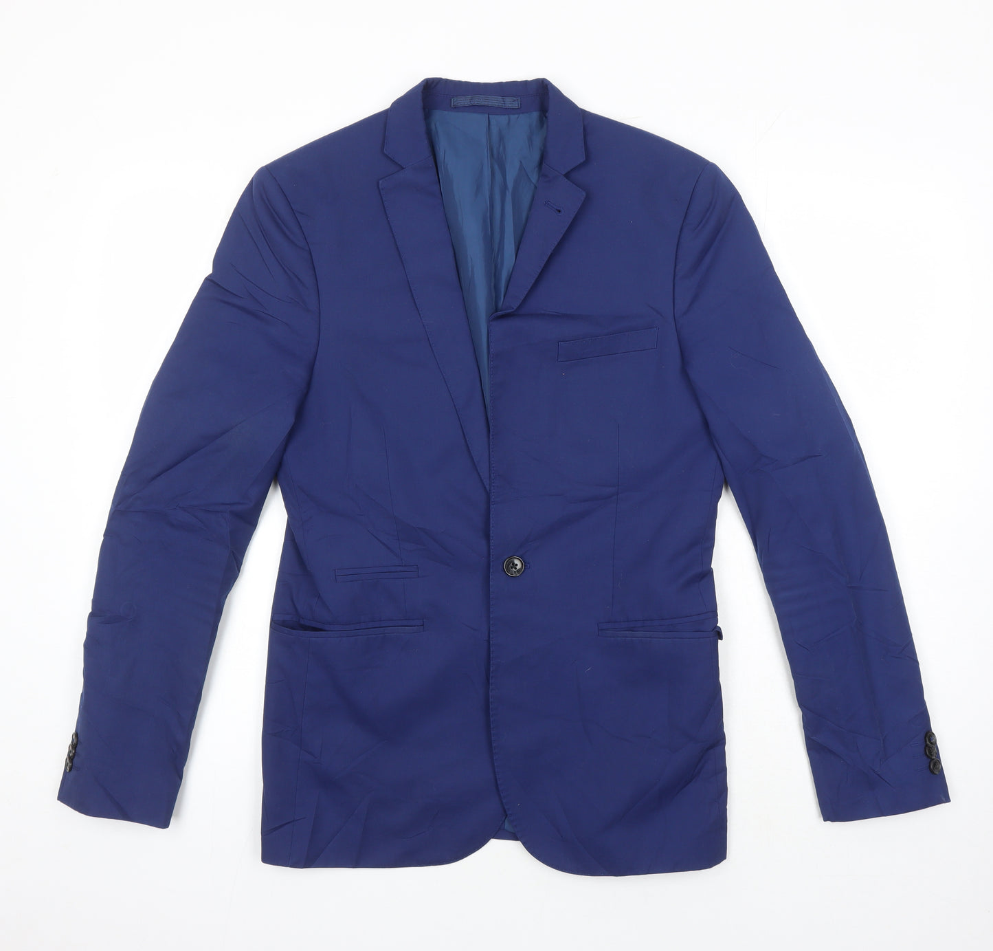 M&S Mens Blue Polyester Jacket Suit Jacket Size 38 Regular