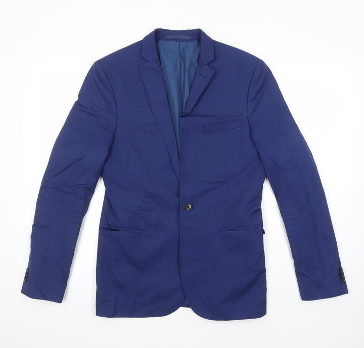 M&S Mens Blue Polyester Jacket Suit Jacket Size 38 Regular