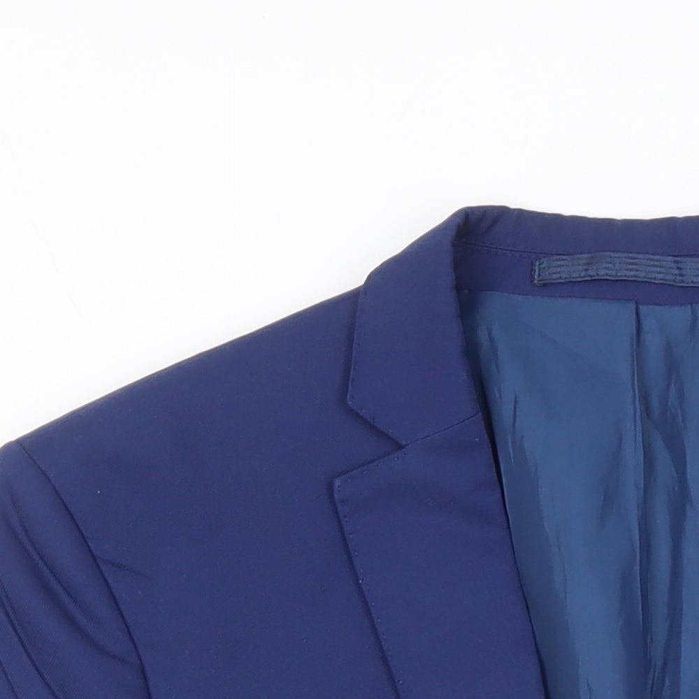 M&S Mens Blue Polyester Jacket Suit Jacket Size 38 Regular