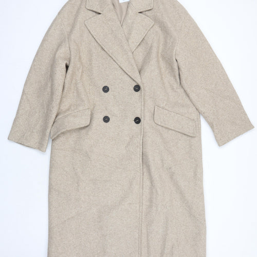 Zara Womens Beige Overcoat Coat Size S