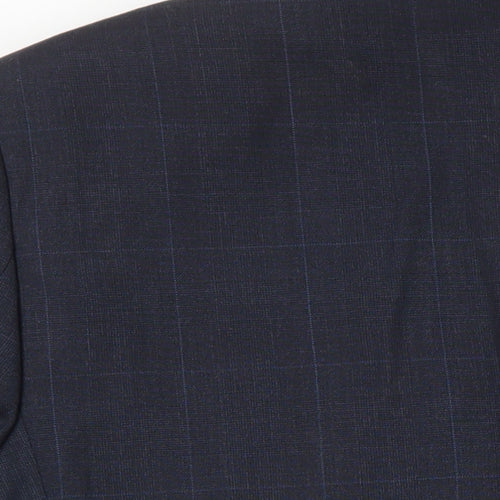 M&S Mens Black Check Wool Jacket Blazer Size 42 Regular