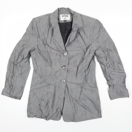 Kasper Womens Grey Jacket Blazer Size 6 Button