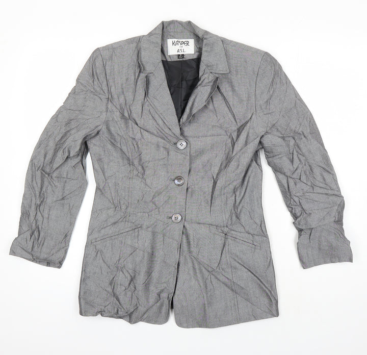 Kasper Womens Grey Jacket Blazer Size 6 Button