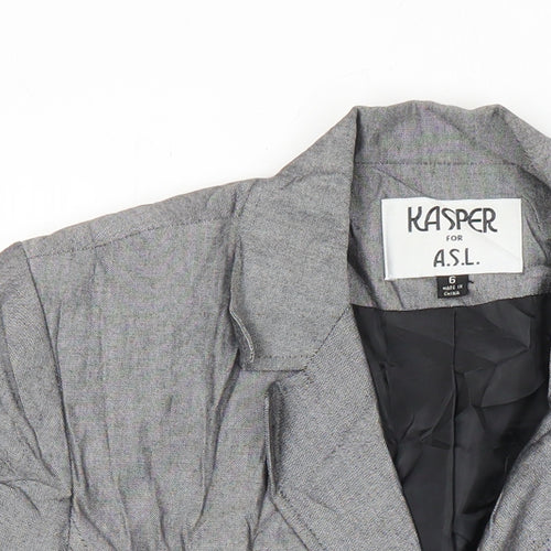 Kasper Womens Grey Jacket Blazer Size 6 Button