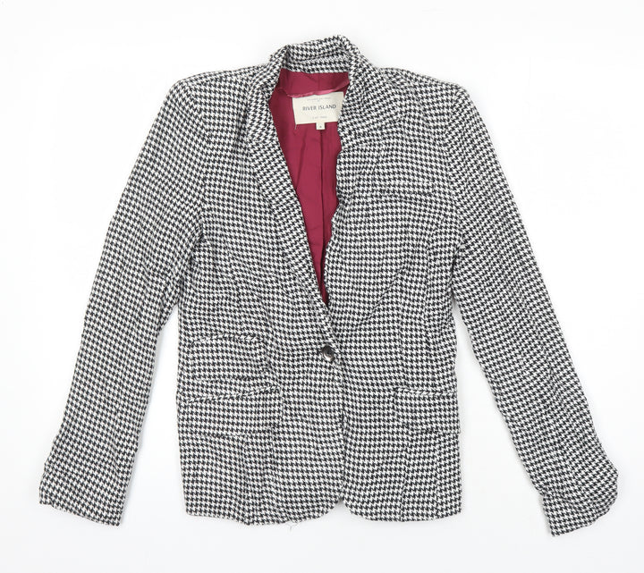 River Island Womens Multicoloured Check Jacket Blazer Size 8 Button