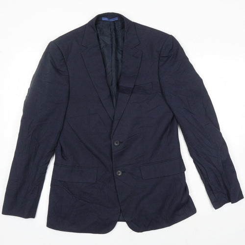 M&S Mens Blue Polyester Jacket Blazer Size 38 Regular